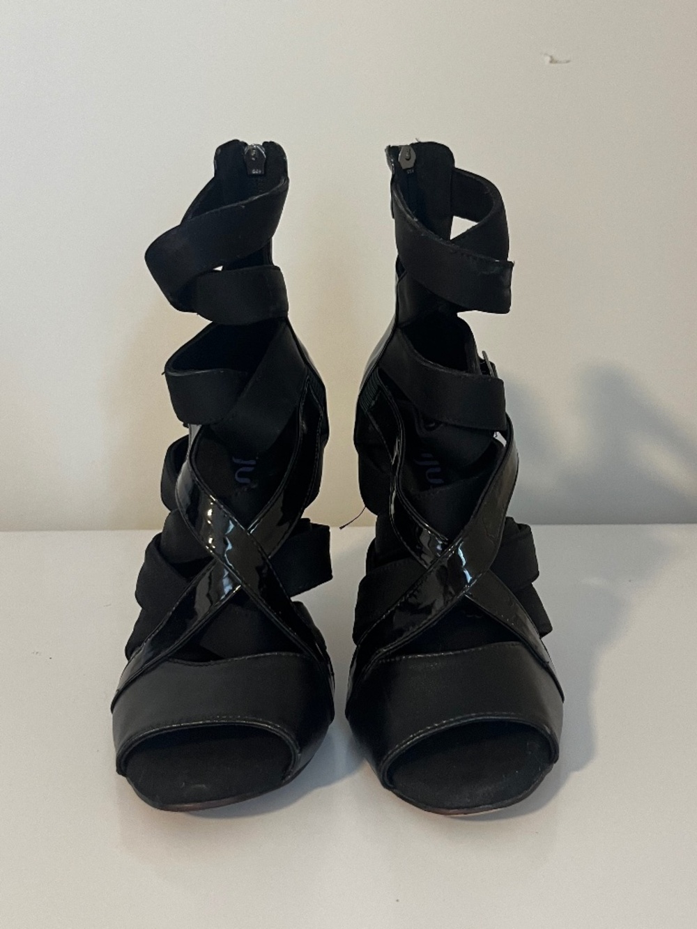Burju Stay Strapped Open Toe Strappy Heels - Black Size 7 Runs Small